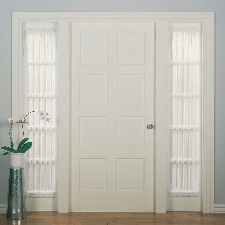 No. 918 Emily Sheer Voile Rod Pocket Door Sidelight Curtain Panel 28" x 72" 28x72 - Eggshell