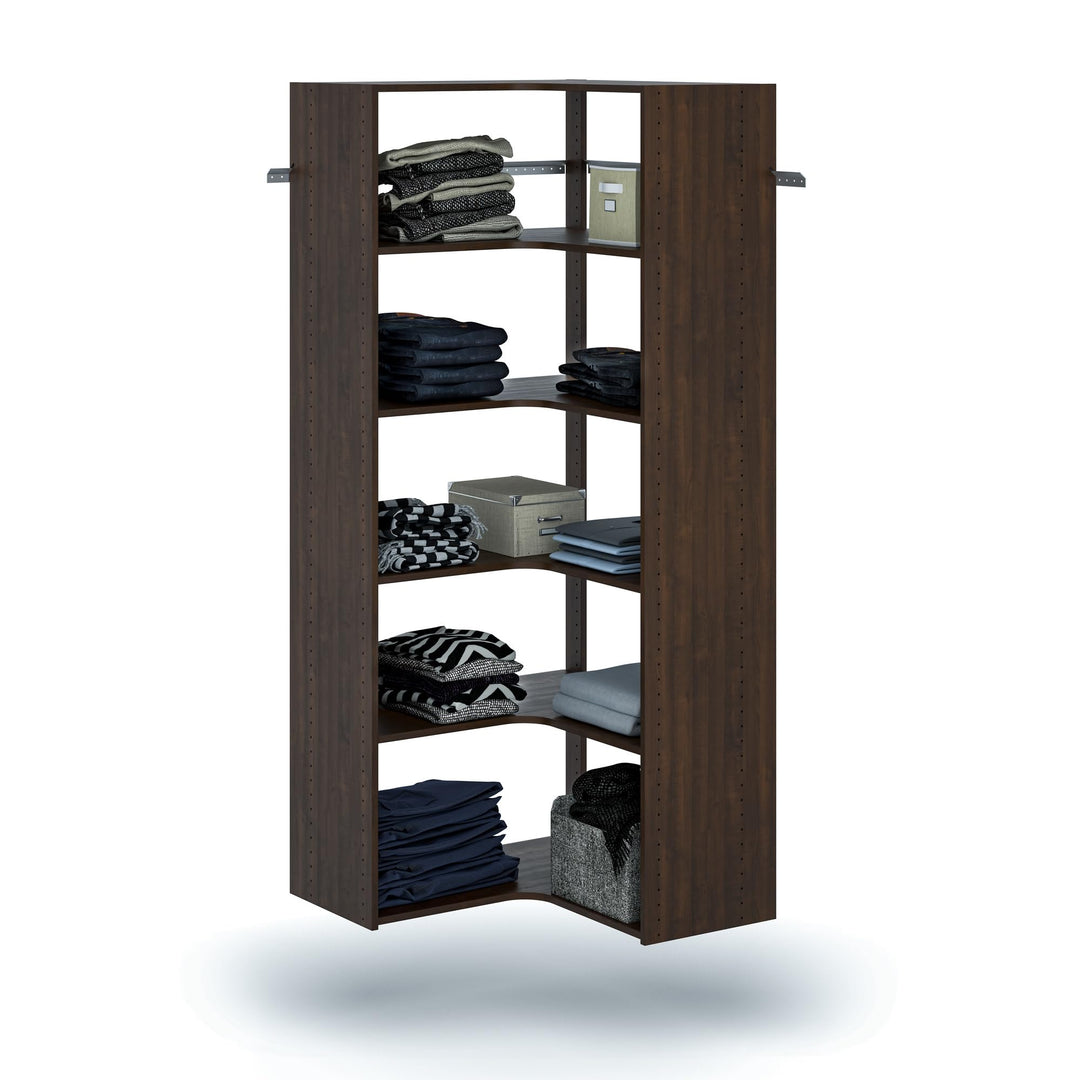 Easy Track Adjustable Corner Tower Clothing Storage Kit Closet Organizer White - Diamond Home USA