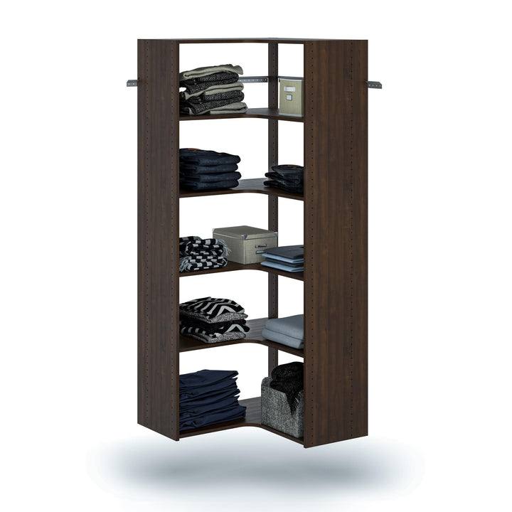 Easy Track Adjustable Corner Tower Clothing Storage Kit Closet Organizer White - Diamond Home USA