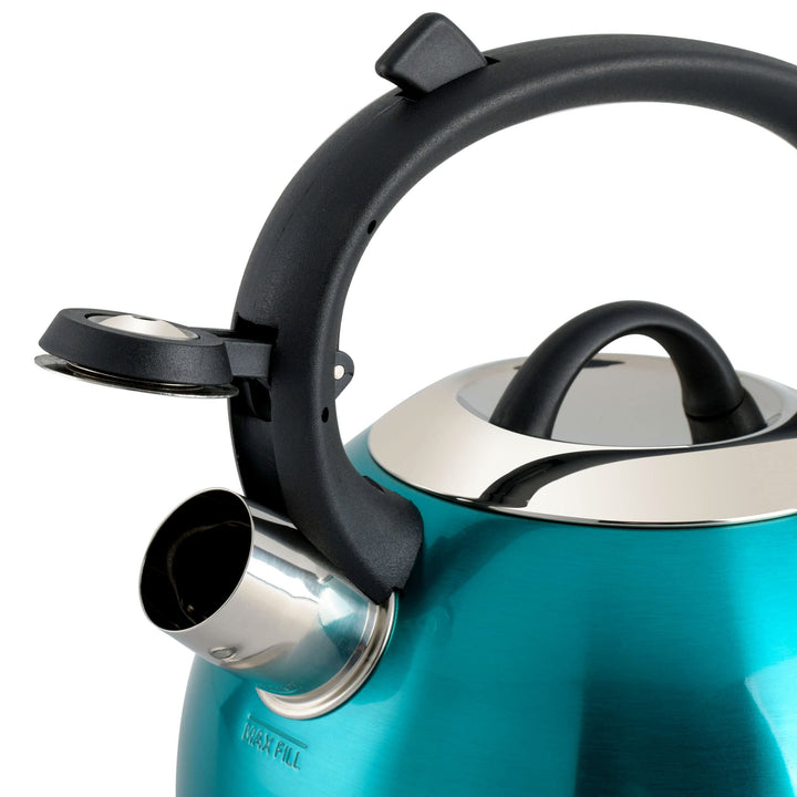 1.75 Qt Whistling Stovetop Tea Kettle in Turquoise Quart Stainless Steel - Diamond Home USA