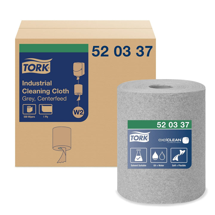 Tork Industrial Cleaning Cloth Centerfeed Gray W2 1 x 500 Cloths 520337