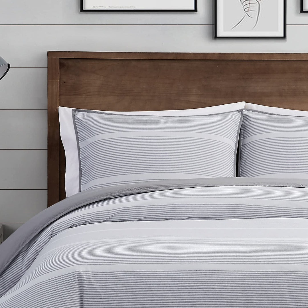 Brooklyn Loom - 3-Piece King Comforter and Sham Set - Niari Yarn Dye Stripe - Diamond Home USA