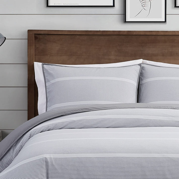 Brooklyn Loom - 3-Piece King Comforter and Sham Set - Niari Yarn Dye Stripe - Diamond Home USA
