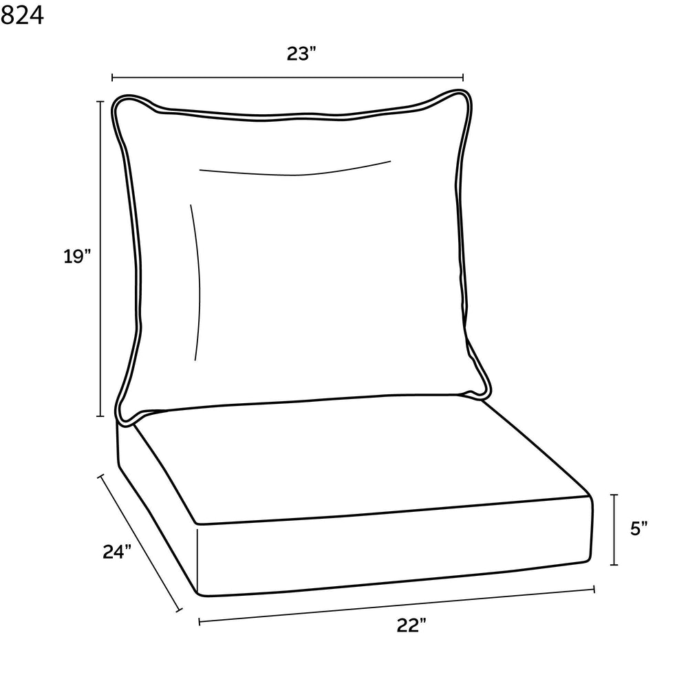 Outdoor 24 X 22 in. Deep Seat Set 24" L 22" W 5" H Blue Damask Bohemian Eclectic - Diamond Home USA