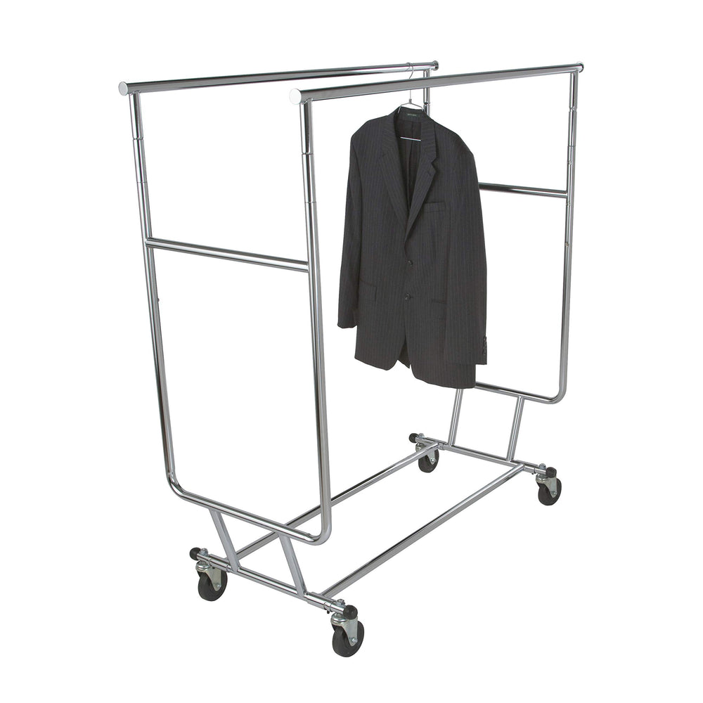 Econoco Double Hangrail Rolling Clothes ck- Heavy Duty Collapsible Clothing - Diamond Home USA