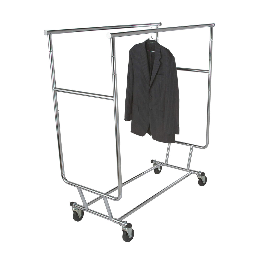 Econoco Double Hangrail Rolling Clothes ck- Heavy Duty Collapsible Clothing - Diamond Home USA