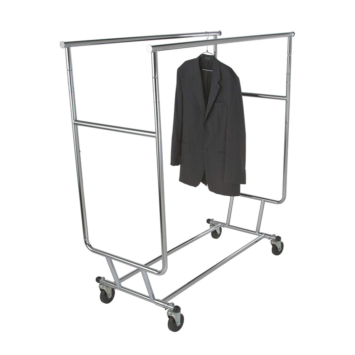 Econoco Double Hangrail Rolling Clothes ck- Heavy Duty Collapsible Clothing - Diamond Home USA