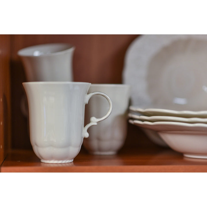 Country Estate Set Of 4 Mugs Off/White Solid Round Stoneware Piece Dishwasher - Diamond Home USA