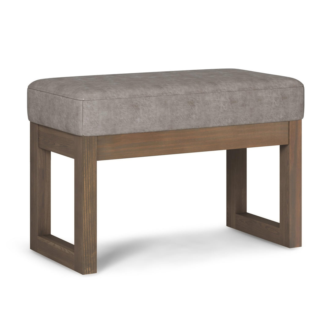 SIMPLIHOME Milltown 27 Inch Wide Contemporary Rectangle Footstool Ottoman Distressed Grey Taupe