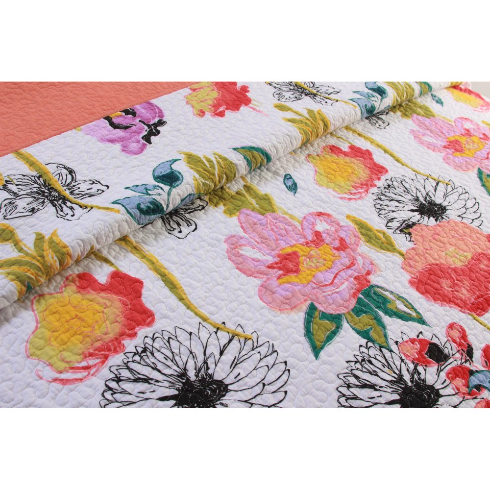 Greenland Home Fashions Watercolor Dream 100% Cotton Modern Floral Quilt Set