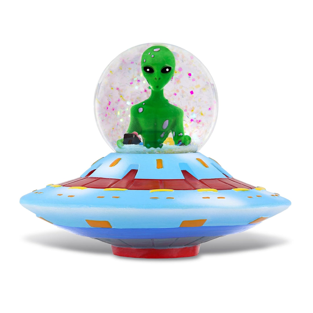 Alien Snow Globe Figurine with Sparkling Glitter 45mm 3.9â€³lx3.9â€³wx3.2â€³h