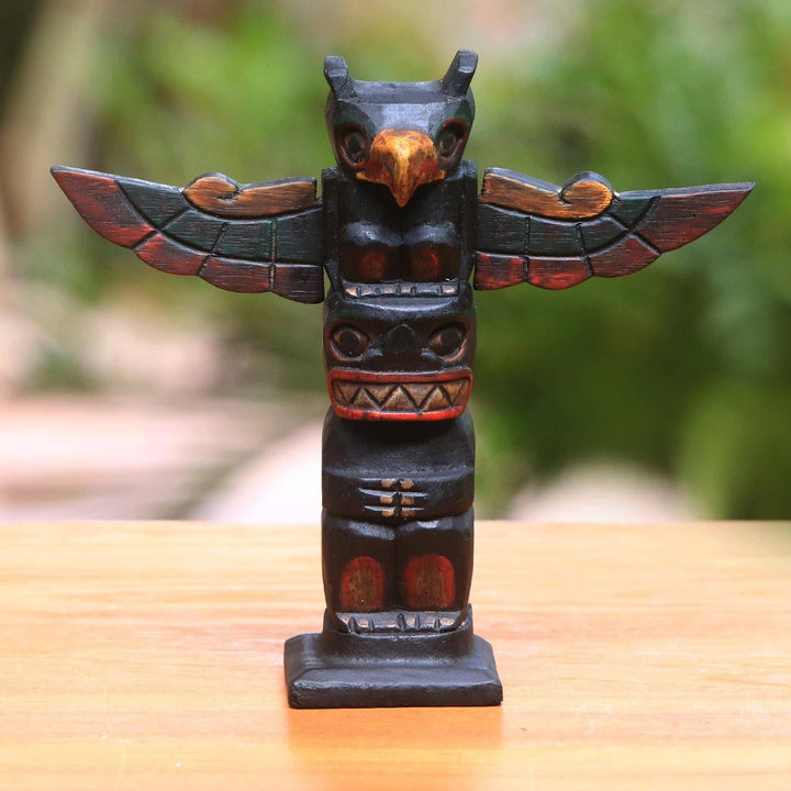Handmade Totem Wood Statuette Brown - Diamond Home USA