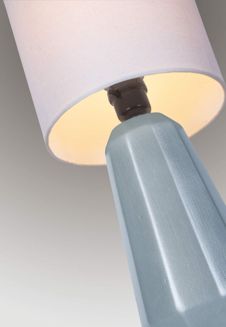 Lite Source Mini Table LAMP Jet Black Ceramic/White Linen Shade A 60W - Diamond Home USA