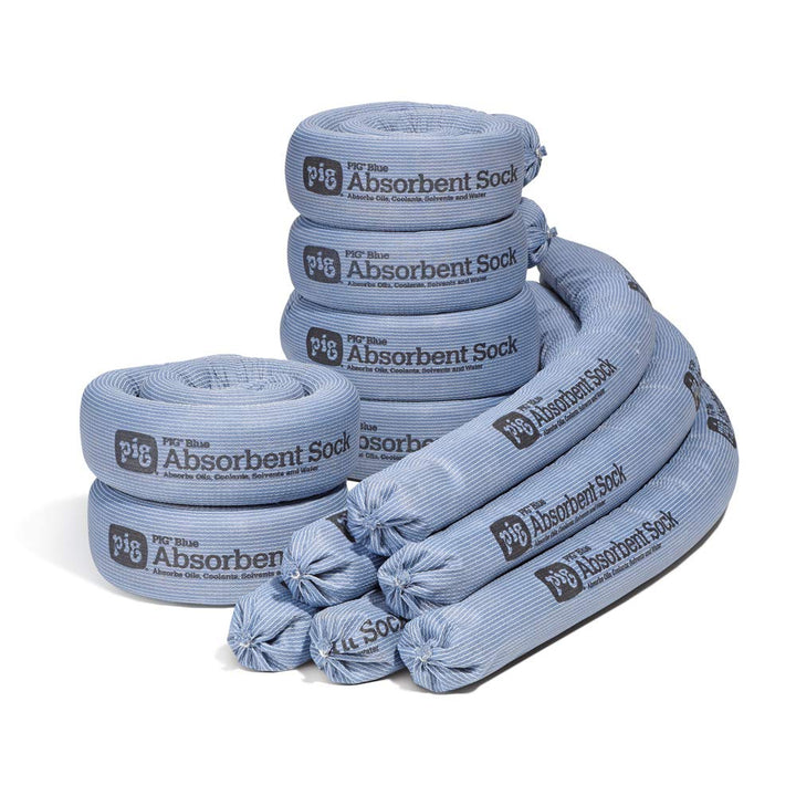 New Pig Blue Oil Absrbent Sck - 12 per Package - 3" x 48" - Absrbs up t 95