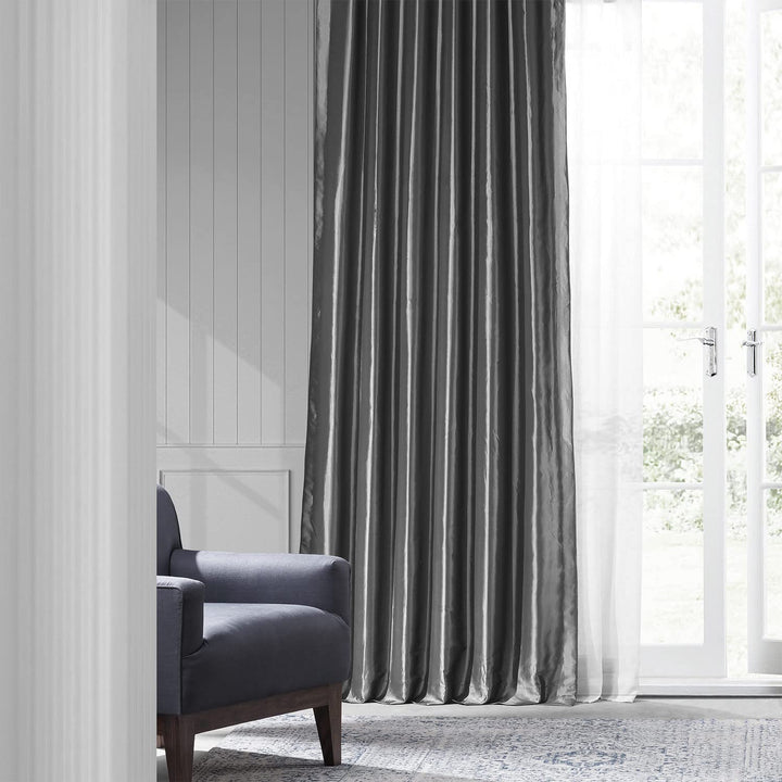 Exclusive Fabric Faux Silk Taffeta Solid Blackout Curtain (1 Panel)
