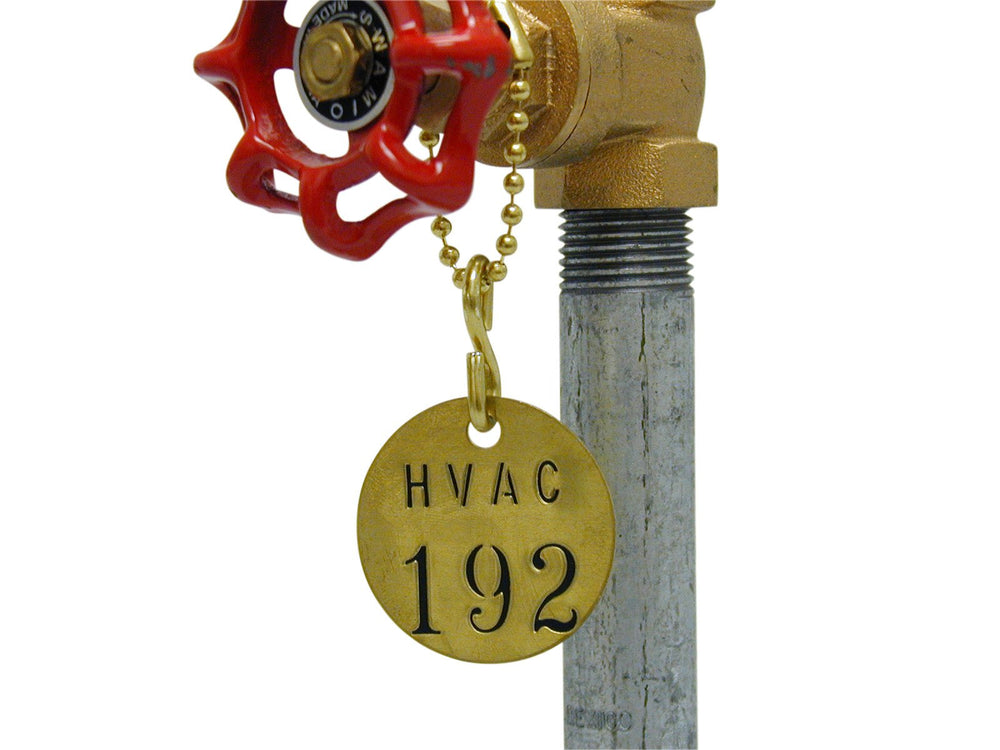 Brady 232041 1/2" Diameter Stamped Brass Valve Tags Numbers 101-125 Legend - Diamond Home USA