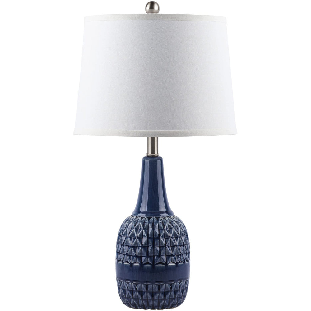 Modern Glazed Textured Table Lamp 26" h X 14" w 14" d Blue Bohemian Eclectic - Diamond Home USA
