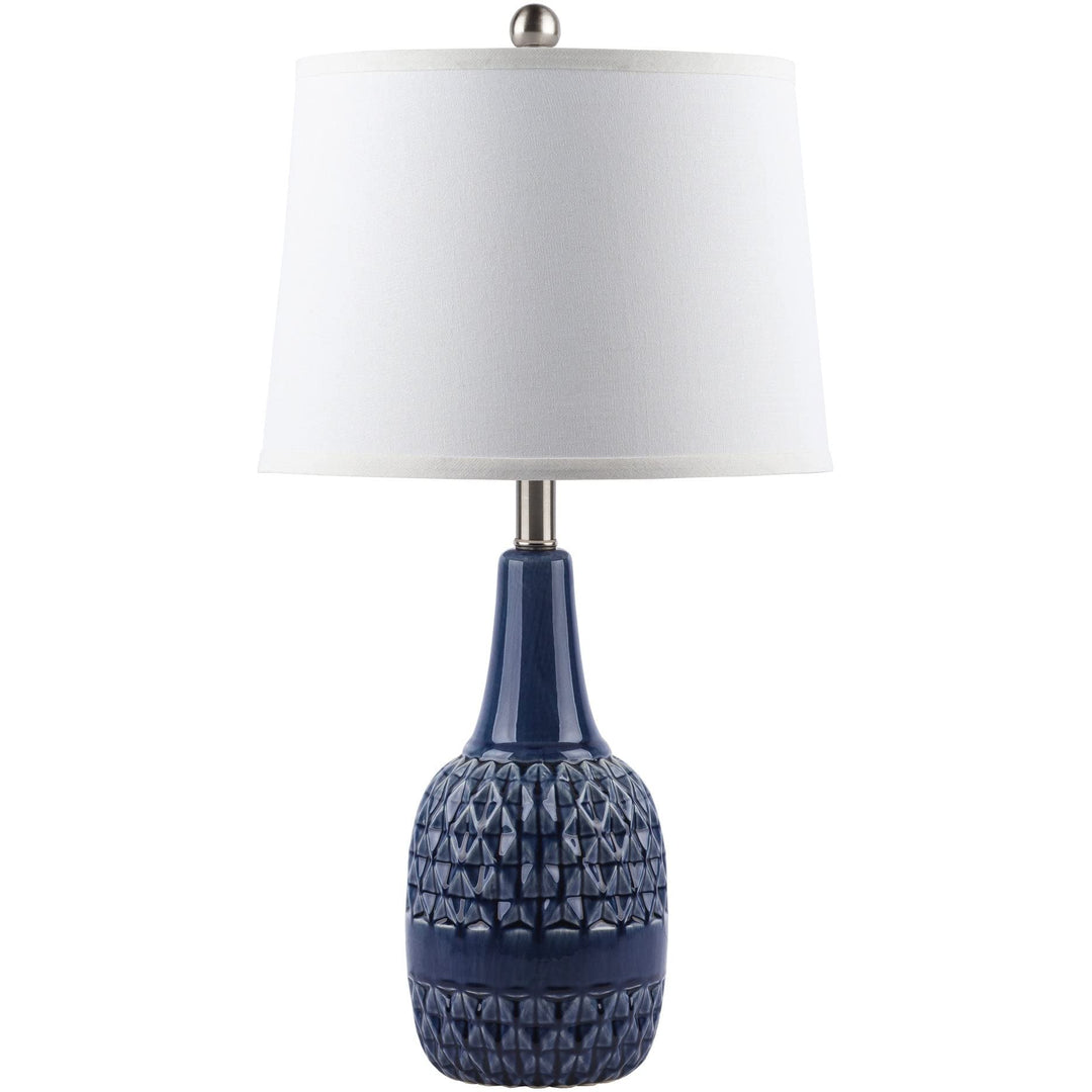 Modern Glazed Textured Table Lamp 26" h X 14" w 14" d Blue Bohemian Eclectic - Diamond Home USA