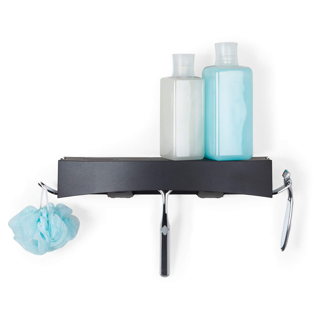 Better Living Products 15384 CLEVER Flip Shower Shelf Black and Chrome