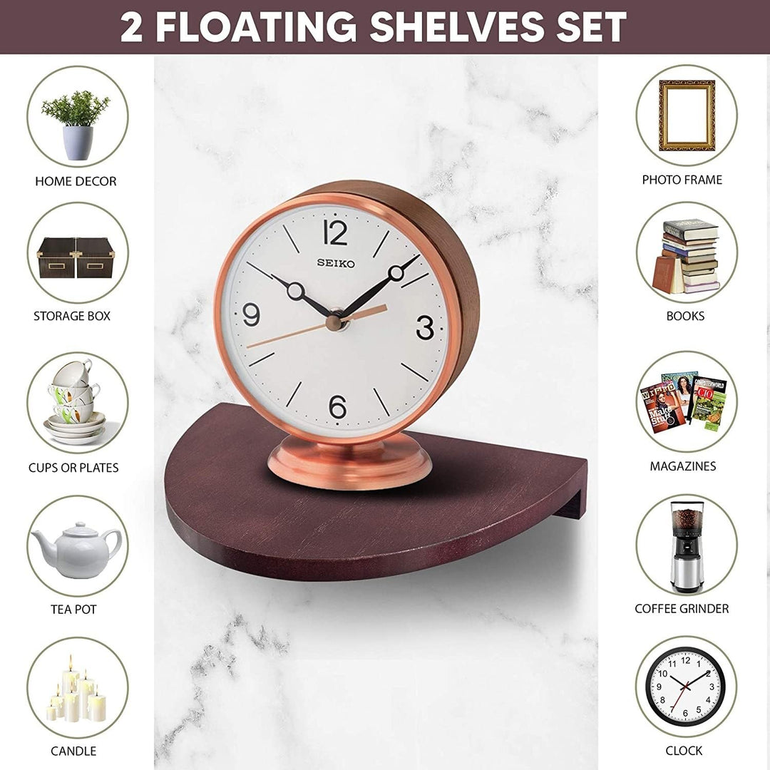 Floating Wood Shelves for Wall Semi ircle Round Set of 2 Medium Brown lassic - Diamond Home USA