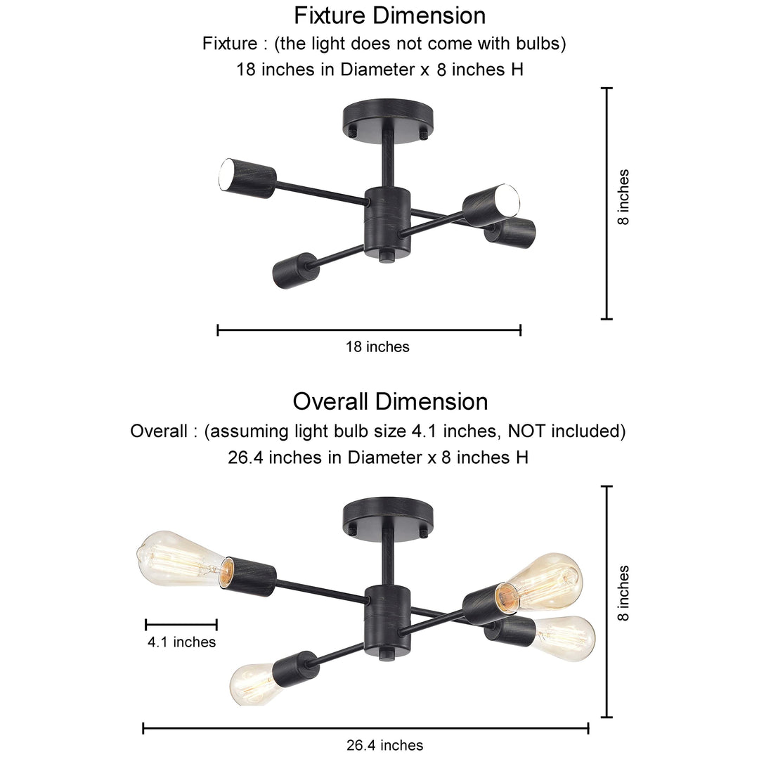 The Lighting Store Lorena 4-Light Sputnik Antique Black Finish Flush Mount - Diamond Home USA