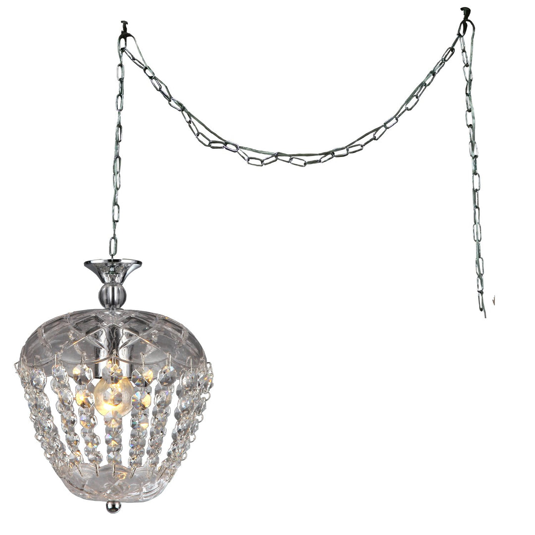 Warehouse of Tiffany RL0019 Swag Crystal Miriam 1-Light Swag Lamp 8" Chrome