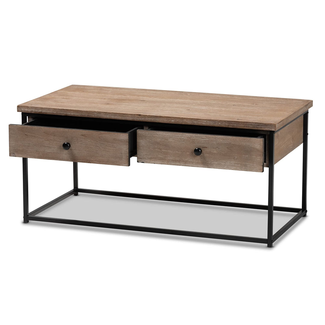 Modern Weathered Oak Finished Wood/Metal Coffee Table Brown Contemporary - Diamond Home USA