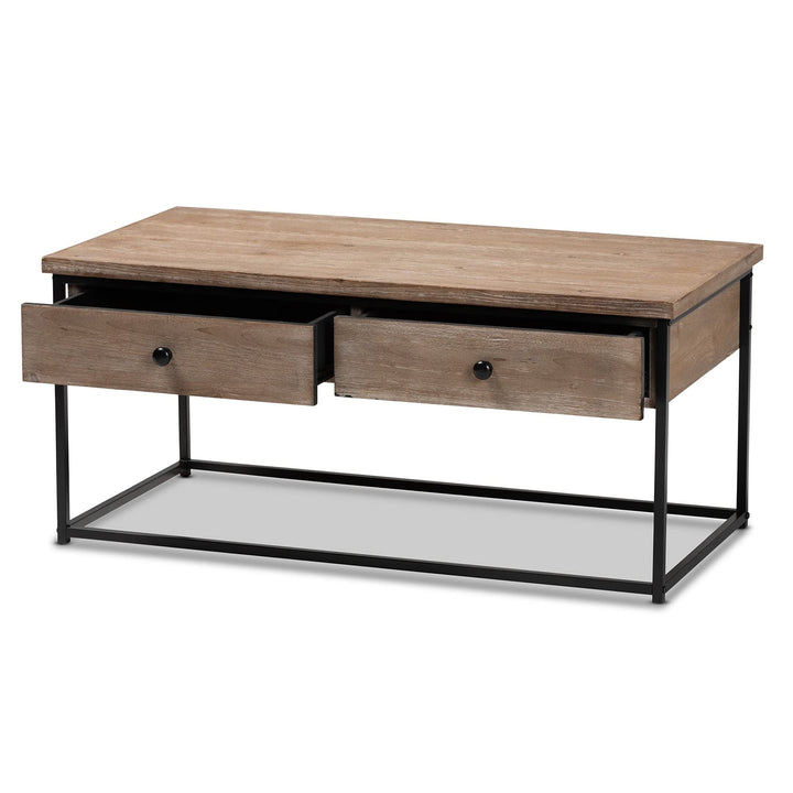 Modern Weathered Oak Finished Wood/Metal Coffee Table Brown Contemporary - Diamond Home USA