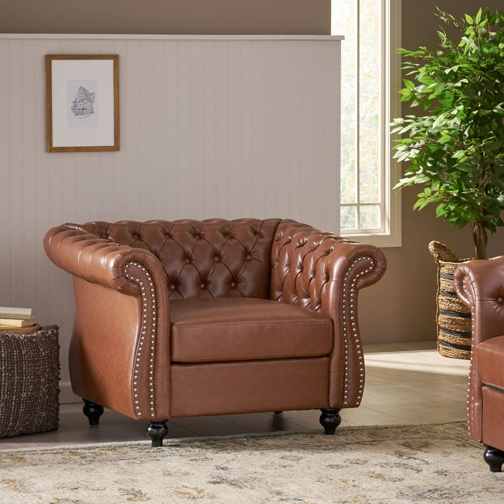 Christopher Knight Home Lucine Traditional Chesterfield Club Chair Cognac - Diamond Home USA