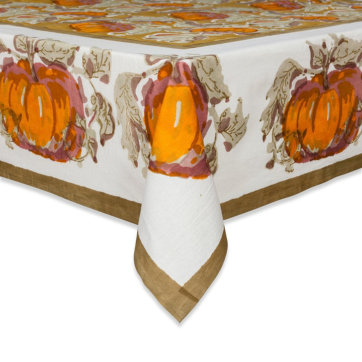 Couleur Nature Pumpkin Tablecloth 59-inches by 86-inches Orange/Green Mustard Rectangle - 59-inches by 86-inches