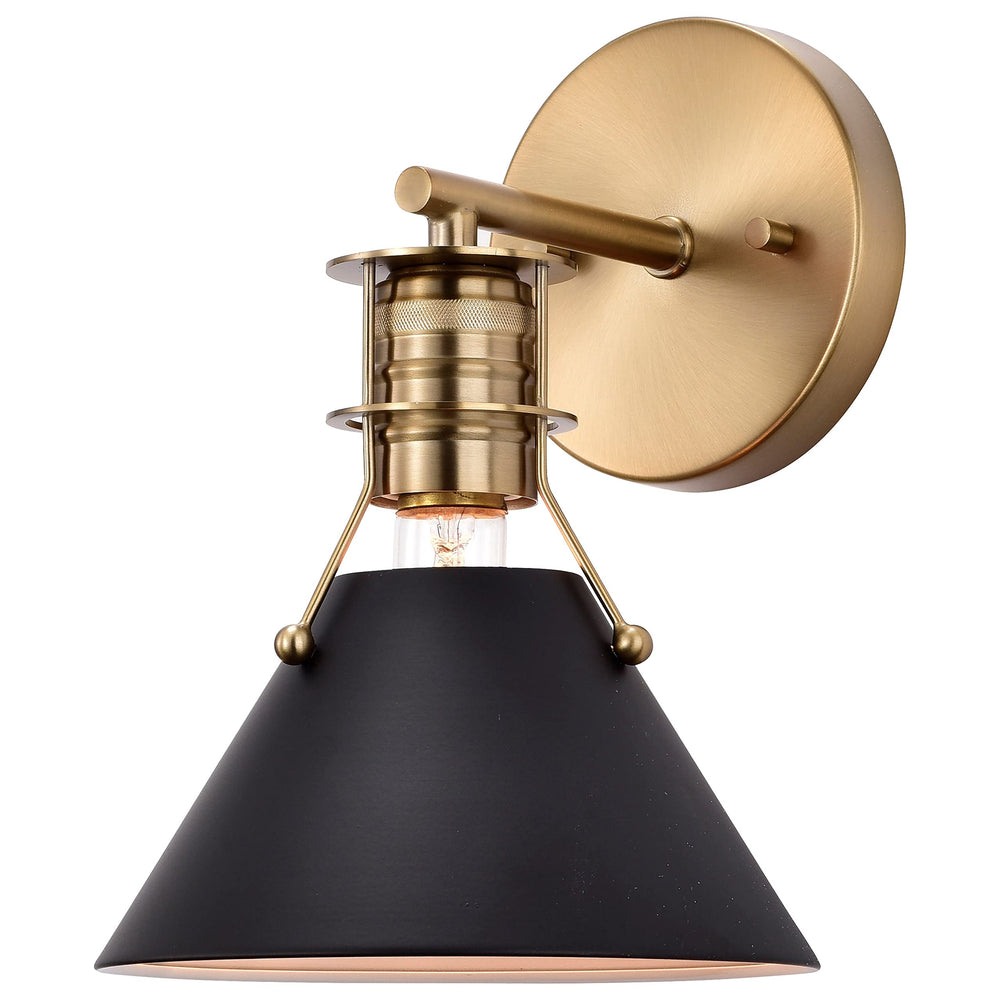 Outpost 1 Light Wall Sconce Matte Black with Burnished Brass Modern Contemporary - Diamond Home USA