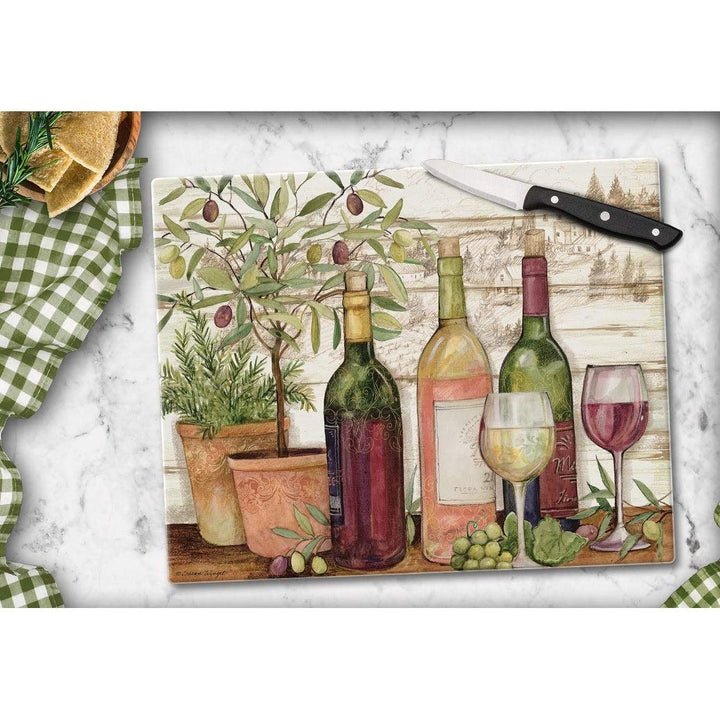 Glass Cutting Board Counter Saver 12"x15" California Wine Multi Color - Diamond Home USA