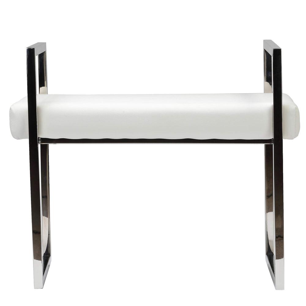Contemporary White Vinyl Bench Casual Solid Faux Leather - Diamond Home USA