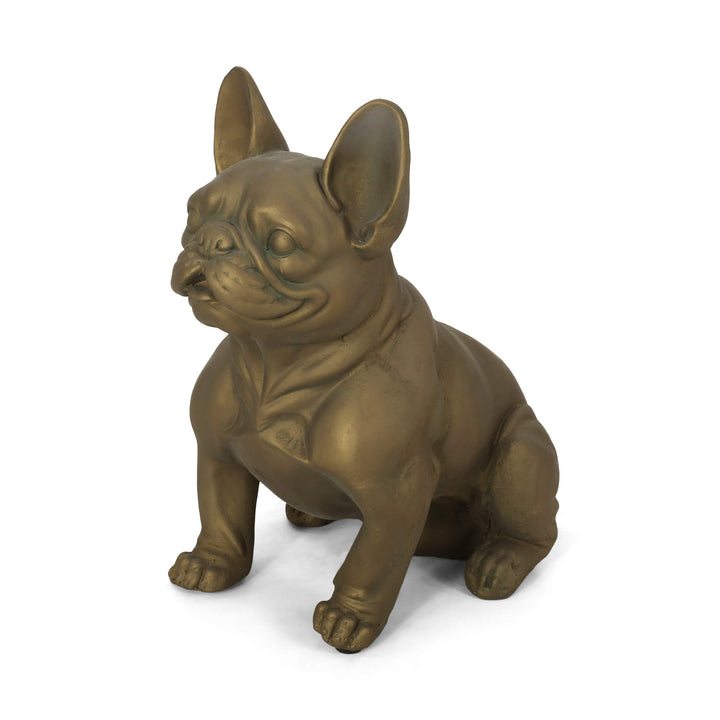 Christopher Knight Home Susan Outdoor French Bulldog Garden Statue Rustic Gold