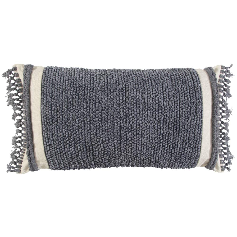 Rizzy Home 14" x 26" Down Filled Pillow with Woven Cotton Cover-Gray Grey