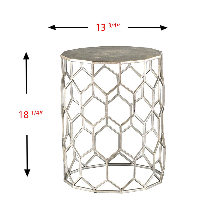 SEI Furniture Clarissa Metal Honeycomb Accent Table Geometric Style Round