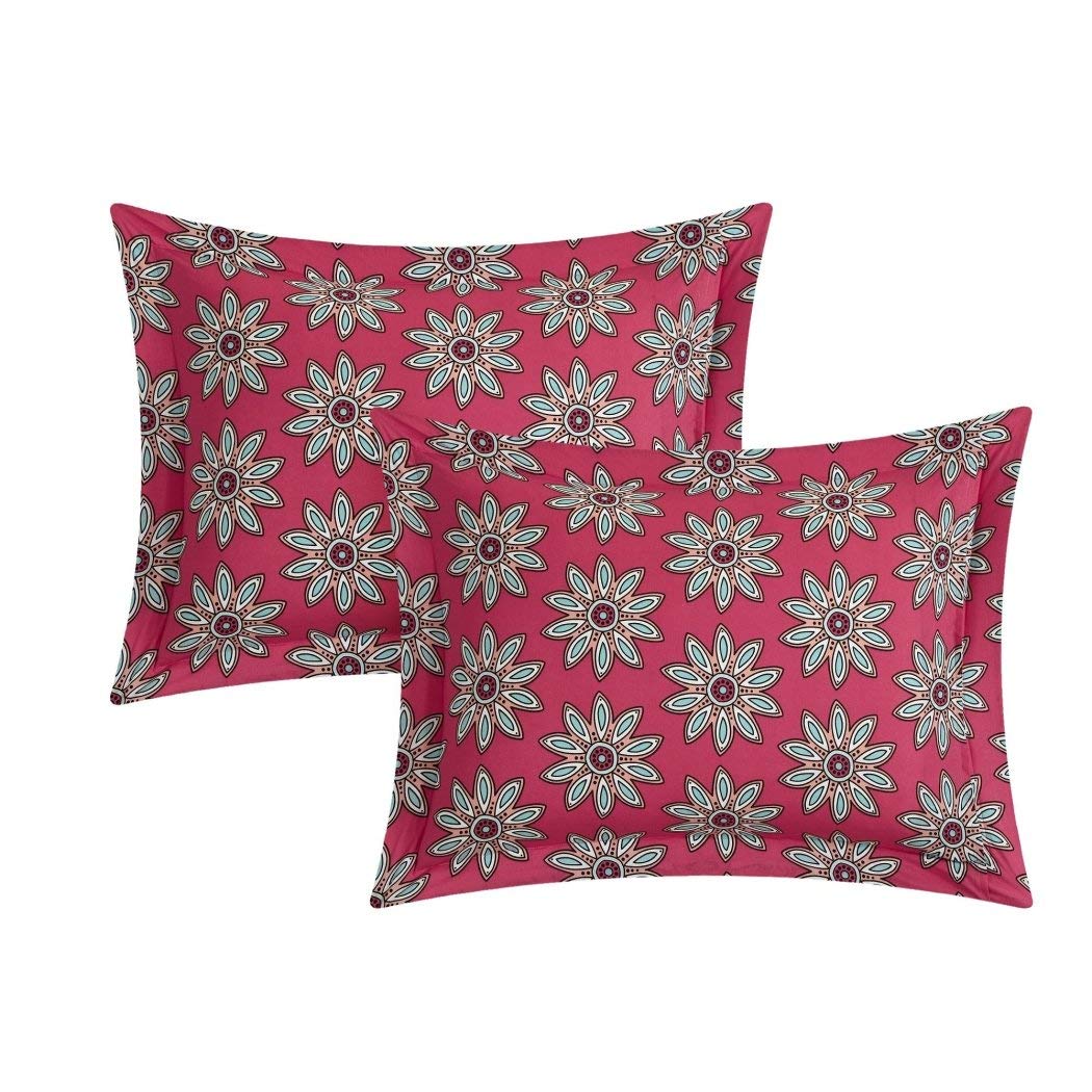 4 Piece Aqua Red Southwest Quilt Queen Set Bohemian Hippie Bedding - Diamond Home USA