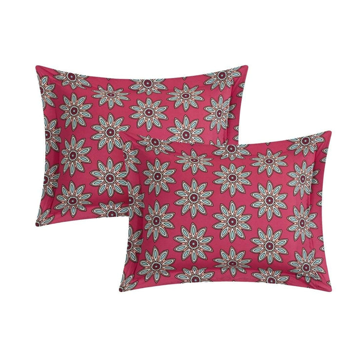 4 Piece Aqua Red Southwest Quilt Queen Set Bohemian Hippie Bedding - Diamond Home USA