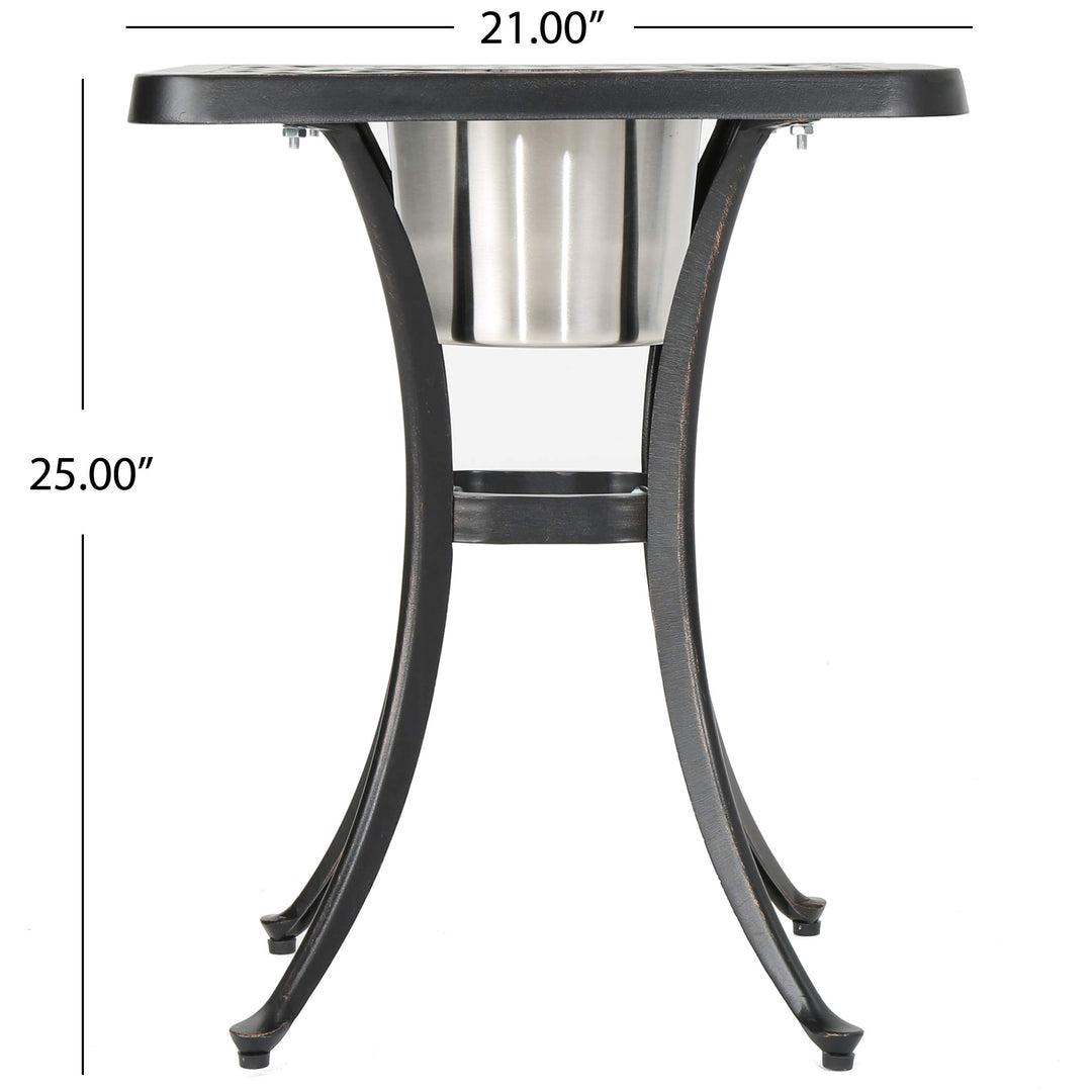 Christopher Knight Home Ava Outdoor Cast Aluminum Chat Table with Ice Bucket - Diamond Home USA