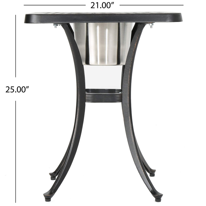 Christopher Knight Home Ava Outdoor Cast Aluminum Chat Table with Ice Bucket - Diamond Home USA