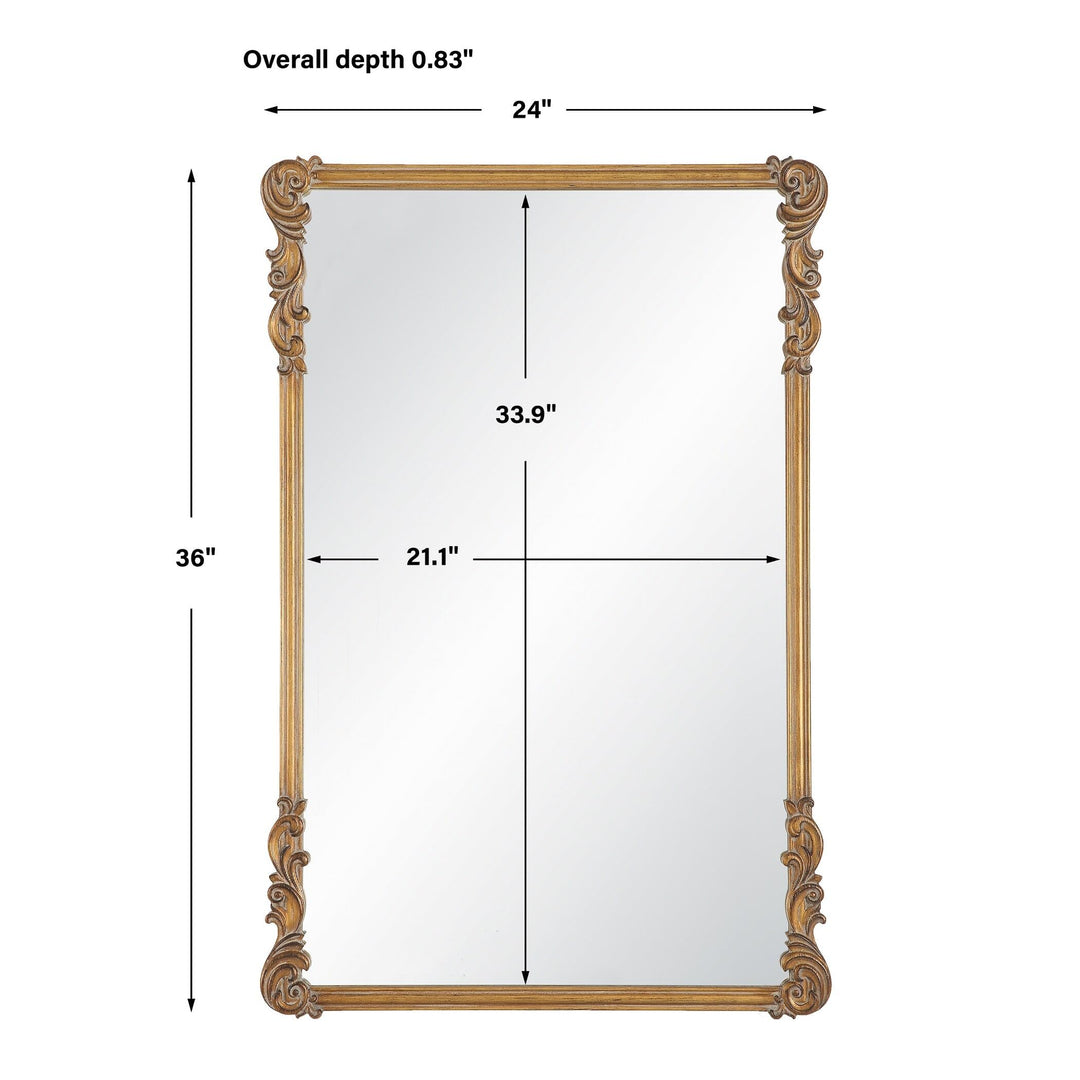 Antique Gold Old World Mirror 24" w X 36" h 0.83" d Modern Contemporary Includes - Diamond Home USA
