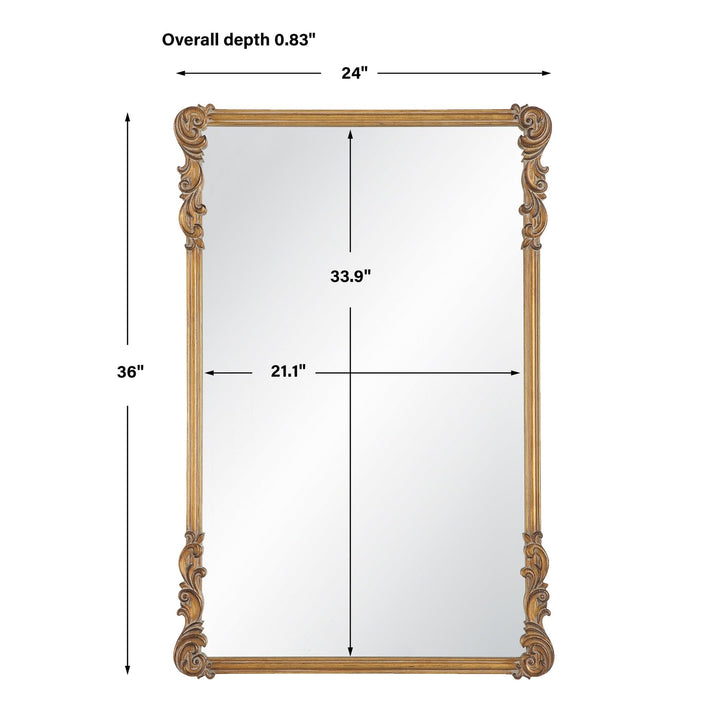 Antique Gold Old World Mirror 24" w X 36" h 0.83" d Modern Contemporary Includes - Diamond Home USA
