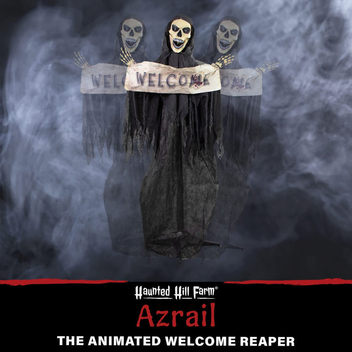 Haunted Hill Farm 67-in. Azrail The Animated Welcome Reaper Indoor or Covered - Diamond Home USA