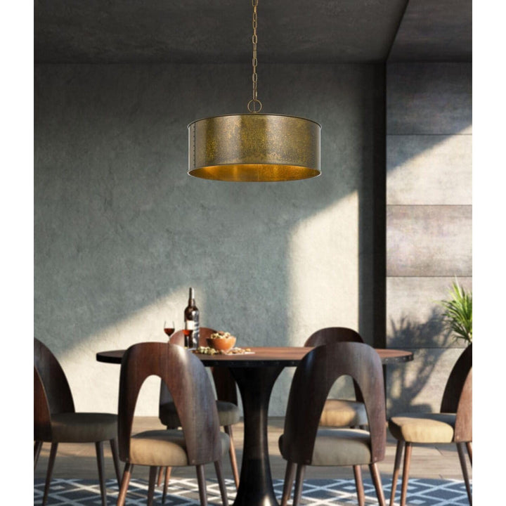 Cal 60W X 3 Rochefort Metal 3 Light Chandelier Distress Gold 7.00x20.00x20.00 - Diamond Home USA