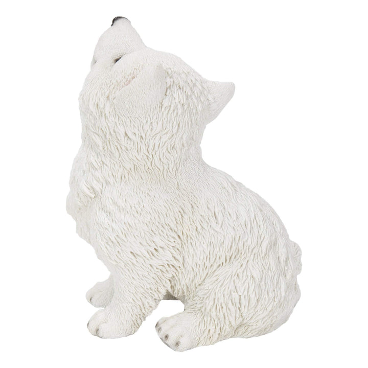 Howling American Eskimo Puppy Statue White Polyresin - Diamond Home USA