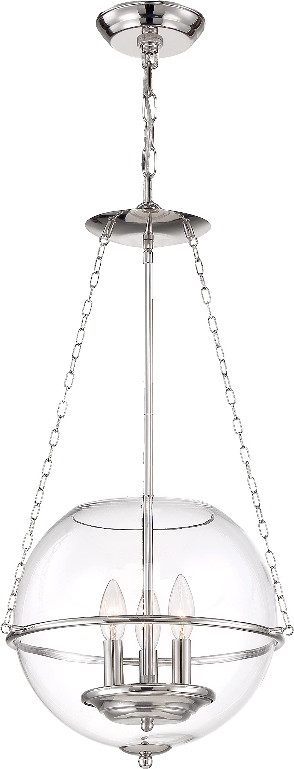 Nuvo 60/6952 Odyssey Pendant Fixture Polished Nickel with Clear Glass 3 Light - Diamond Home USA