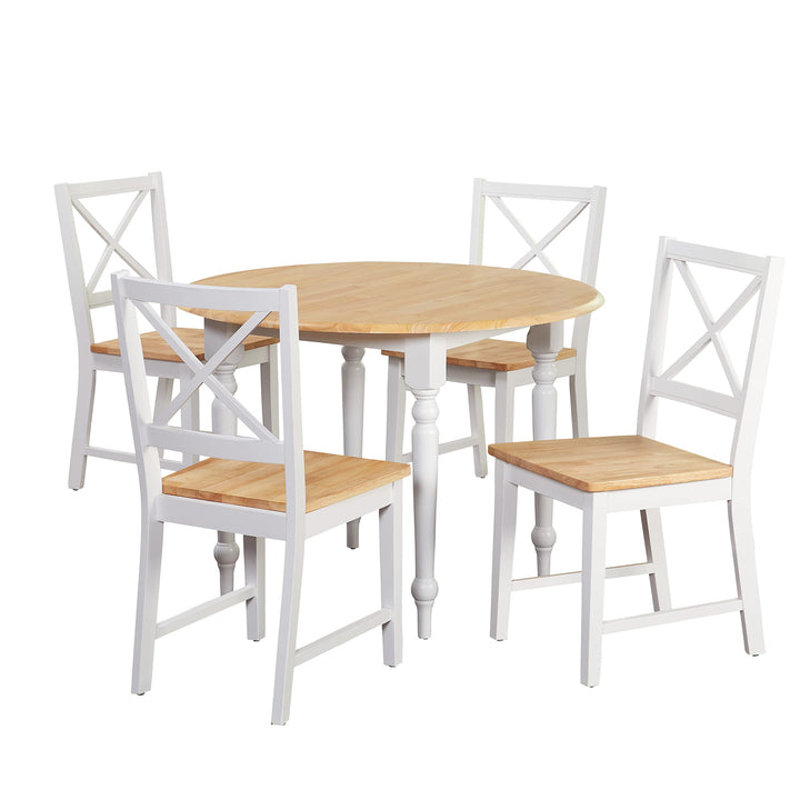 Target Marketing Systems Virginia Cross Back Dining Room Chairs Wooden Farmhouse White/Natural - Diamond Home USA