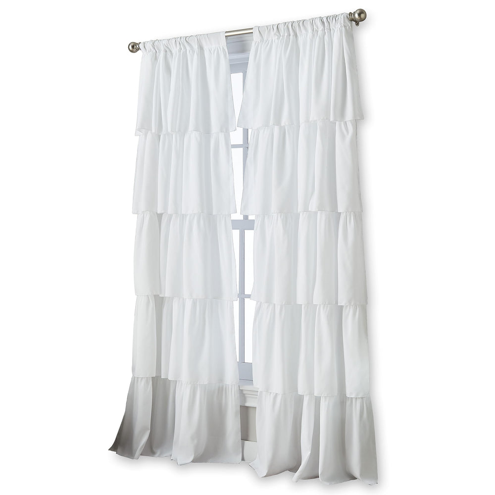 Curtainworks Flounced Ruffle Rod Pocket one Curtain Panel 63 in White - Diamond Home USA