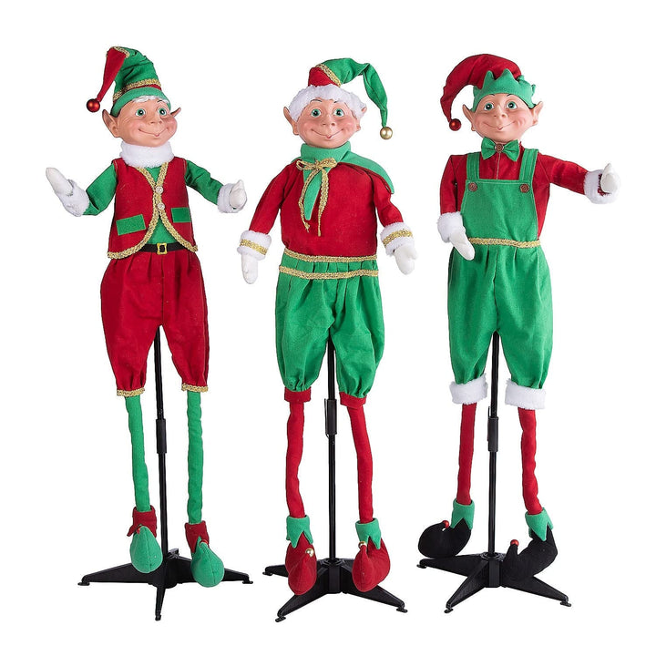 Christmas Standing Elves Set Home 3 Pieces Multi Color Fabric