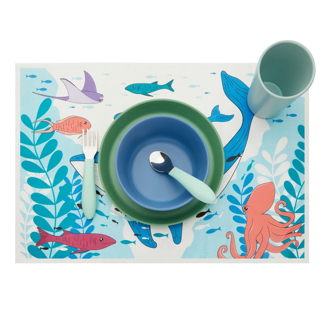 Stick-on Disposable Baby Placemats for Kids Fun Under The Sea 12 X 18 in 50 Pack - Diamond Home USA